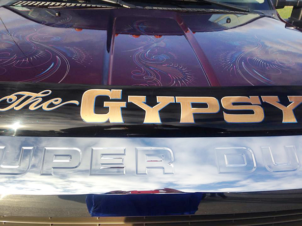 The hood and lettering